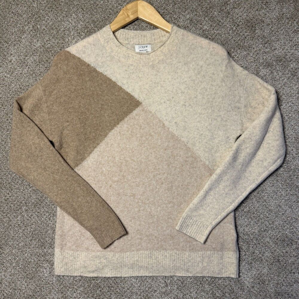 J. CREW Extra Soft Colorblock Mockneck Size XS Sweater Tan Beige